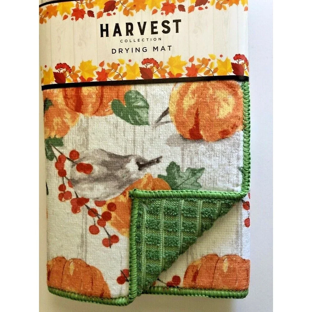 Pumpkin Pumpkins Large Absorbent Dish Drying Mat Thanksgiving Fall Autumn 15X20